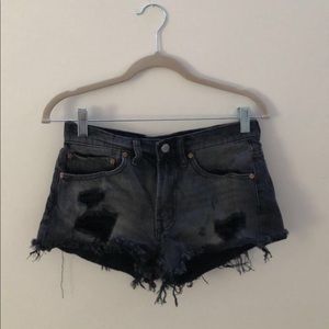 cutoff black denim shorts